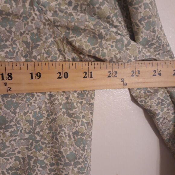 GAP  Shirt Women Small Green White Floral Print Long Sleeve Button Down - Picture 7 of 11